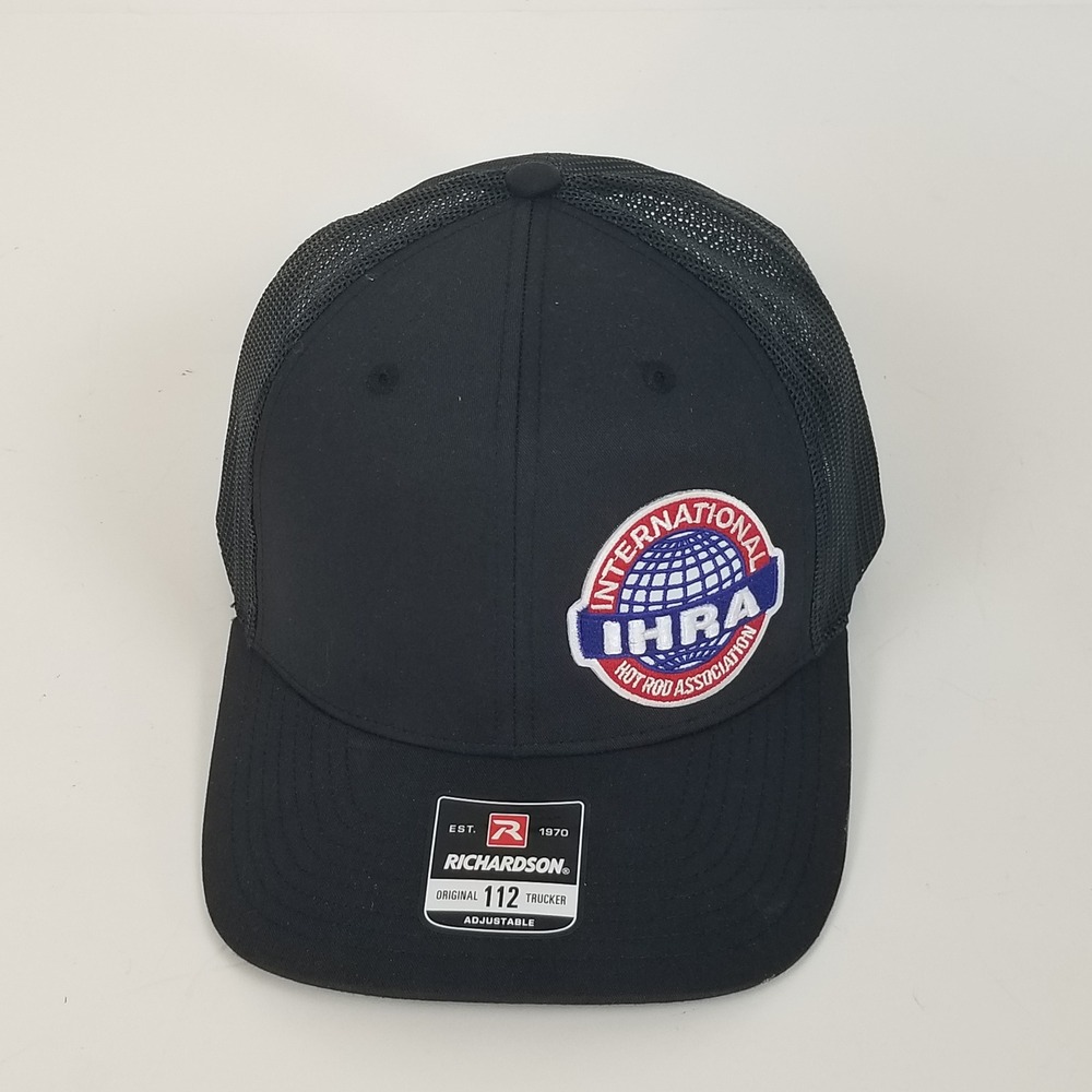 Richardson Hat Mens OSFA Black IHRA Trucker 112 Snapback Racing Mesh Cap